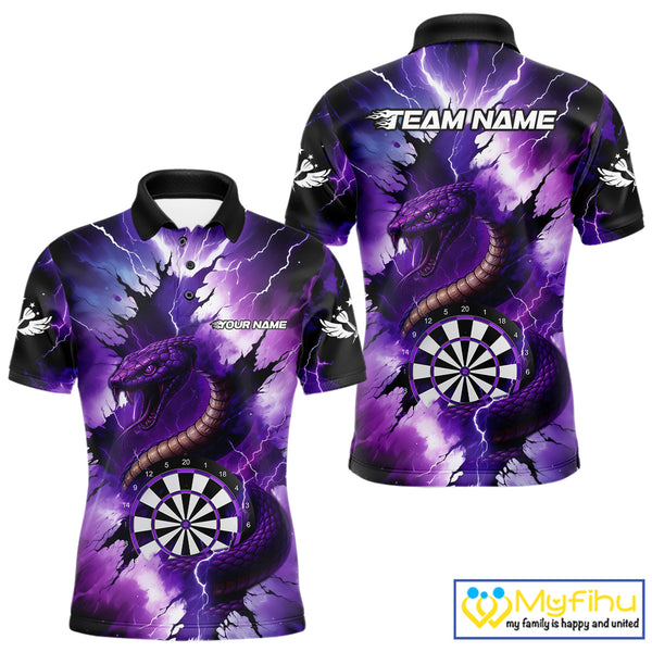 Purple Thunder Lightning Custom Cobra Snake Men Dart Shirts Best Dart Jerseys Dart Team Shirts NQS10693
