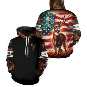 American Flag Deer Buck Hunting All over print Shirts, Personalized Deer Hunting Gift for Men, Women FSD3134