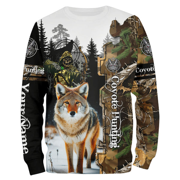 Coyote Hunting Camouflage Custom Name Shirts for Hunters, Personalized Hunting Shirts FSD92