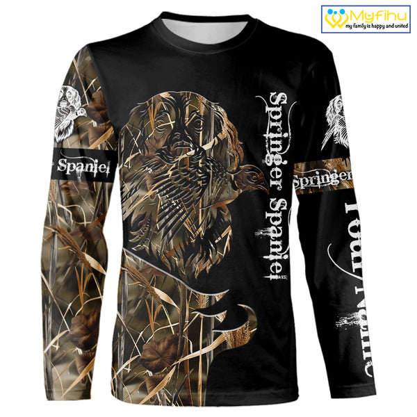 English Springer Spaniel Bird Hunting Dog Camo Custom Name Shirts for Hunter FSD4694