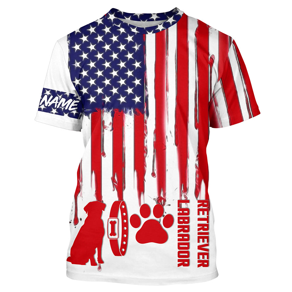 Labrador Retriever American flag custom Name all over print Shirts for dog Owner, dog Lovers FSD4110