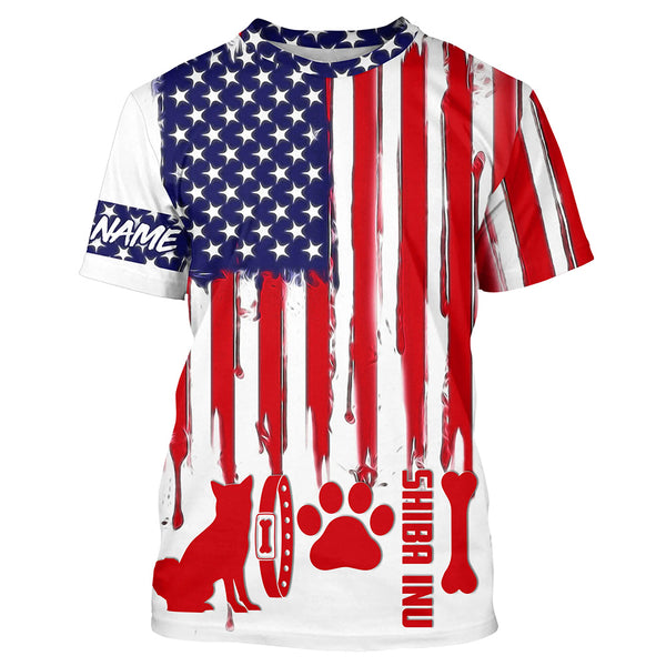 Patriotic American flag Dog T-shirt for Humans with many dog breeds to choose from FSD4144