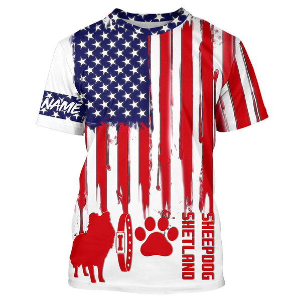 Patriotic American flag Dog T-shirt for Humans with many dog breeds to choose from FSD4144