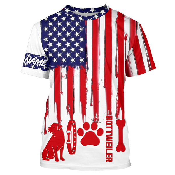 Patriotic American flag Dog T-shirt for Humans with many dog breeds to choose from FSD4144