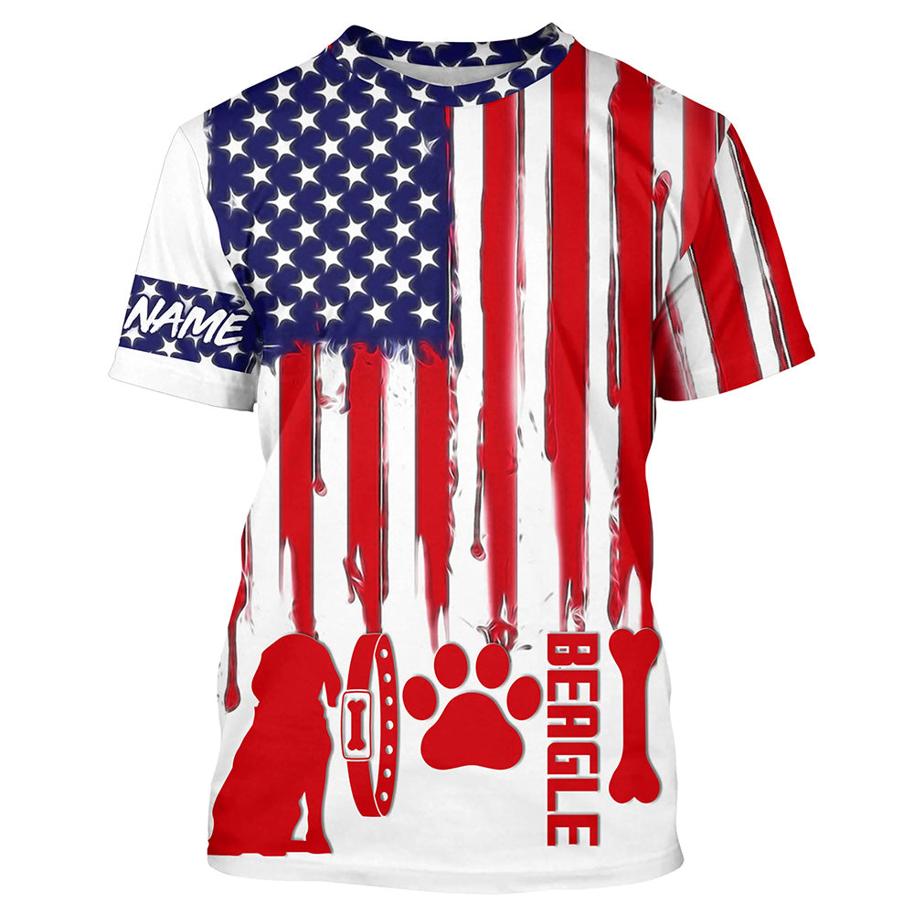 Patriotic American flag Dog T-shirt for Humans with many dog breeds to choose from FSD4144