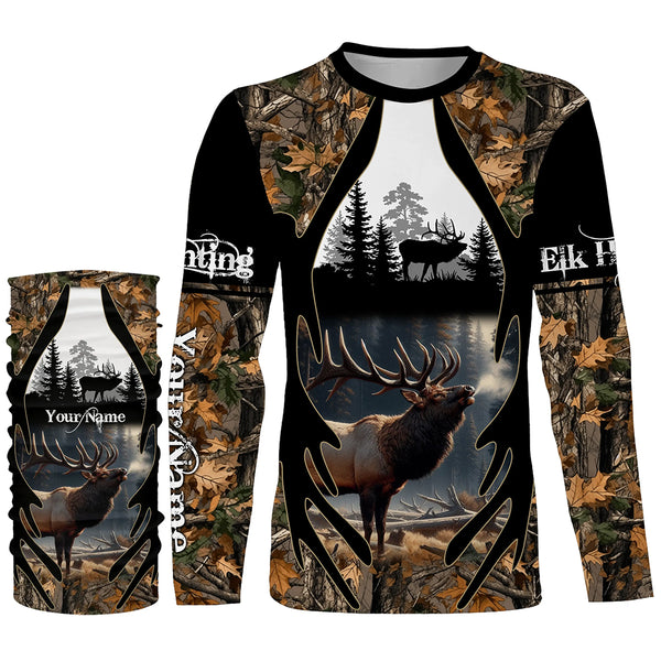 Best Elk Hunting Camouflage Custom Name Shirts for Hunters, Personalized Hunting Shirts FSD1812