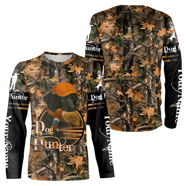 Pheasant hunting with dog Black Labs Custom Name Camo Shirt for Hunter FSD4713
