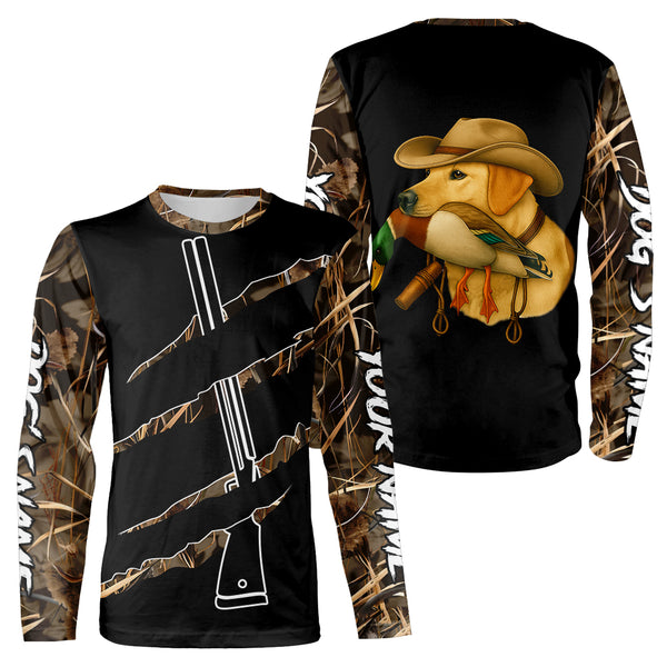 Duck Hunting Waterfowl camo Custom Name Shirt | Yellow Labs FSD4699