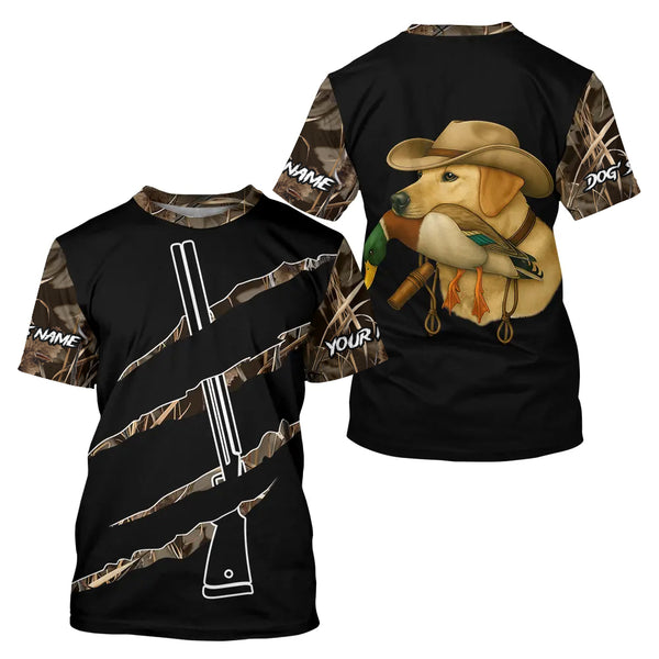 Duck Hunting Waterfowl camo Custom Name Shirt | Yellow Labs FSD4699