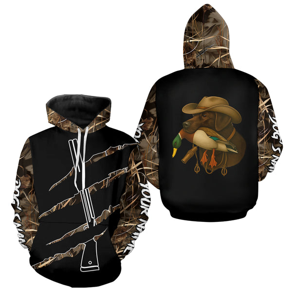 Duck Hunting Waterfowl camo Custom Name Shirt | Chocolate Labs FSD4700