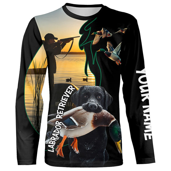 Personalized Duck Hunting Shirts with Black Labrador Retriever Hunting Dog FSD4746