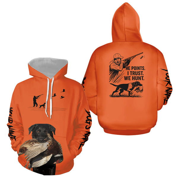 Black Labs Pheasant Hunting Custom Name Orange Shirts, Pheasant Hunting Clothes FSD4727