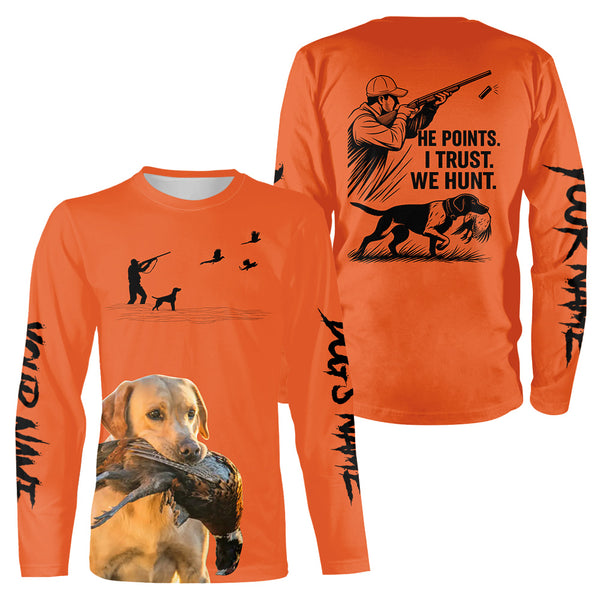 Yellow Labrador Pheasant Hunting Custom Name Orange Shirts, Pheasant Hunting Clothes FSD4728