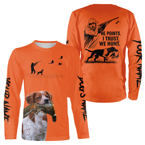 Brittany Dog Pheasant Hunting Custom Name Orange Shirts, Pheasant Hunting Clothes FSD4730