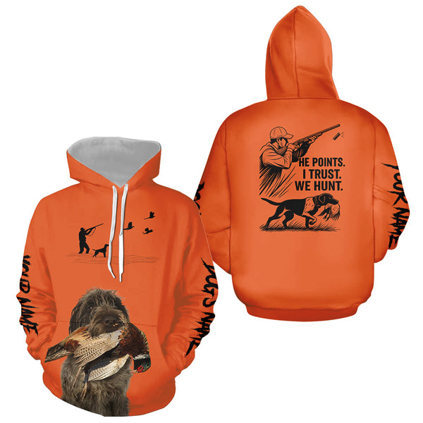 Wirehaired Pointing Griffon Dog Pheasant Hunting Custom Name Orange Shirts FSD4731