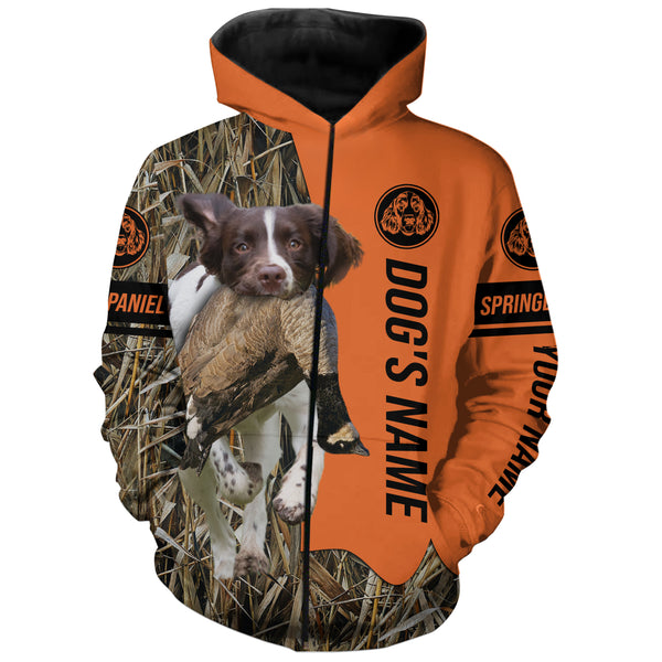 English Springer Spaniel Hunting Dog Customized Name Zip Up Hoodie Shirt FSD4079