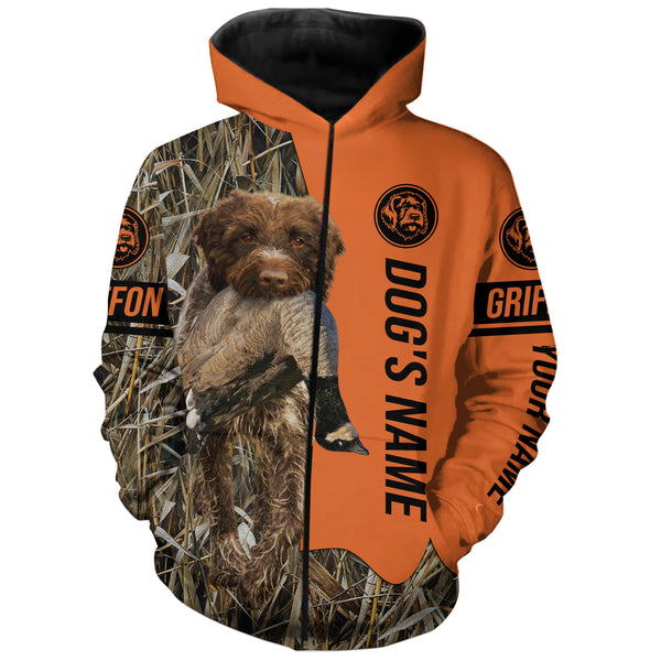 Wirehaired Pointing Griffon Hunting Dog Customized Name Zip Up Hoodie Shirt FSD4081