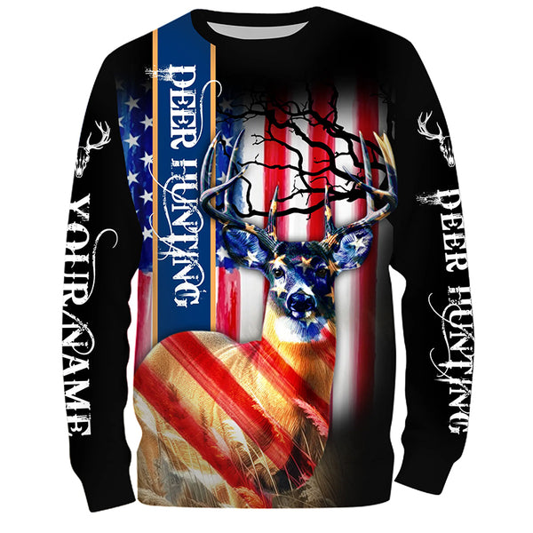 Deer Hunting American flag Patriotic Custom name Shirts, Deer hunting shirt, Gifts for hunters FSD344