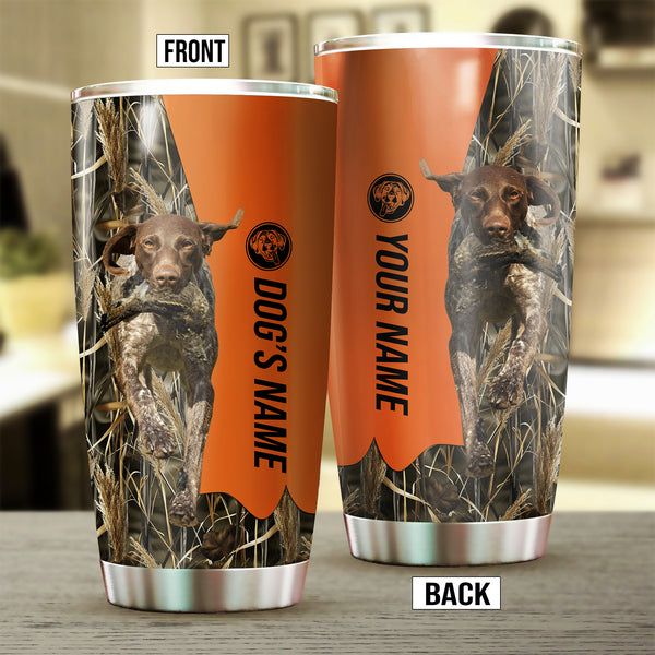 German Shorthaired Pointer Birds & Deer shed Hunting Dog Custom name Stainless Steel Tumbler Cup FSD4285