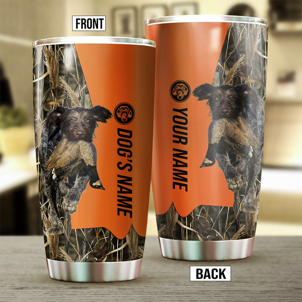 Deutsch Drahthaar Birds & Deer shed Hunting Dog Custom name Stainless Steel Tumbler Cup FSD4296