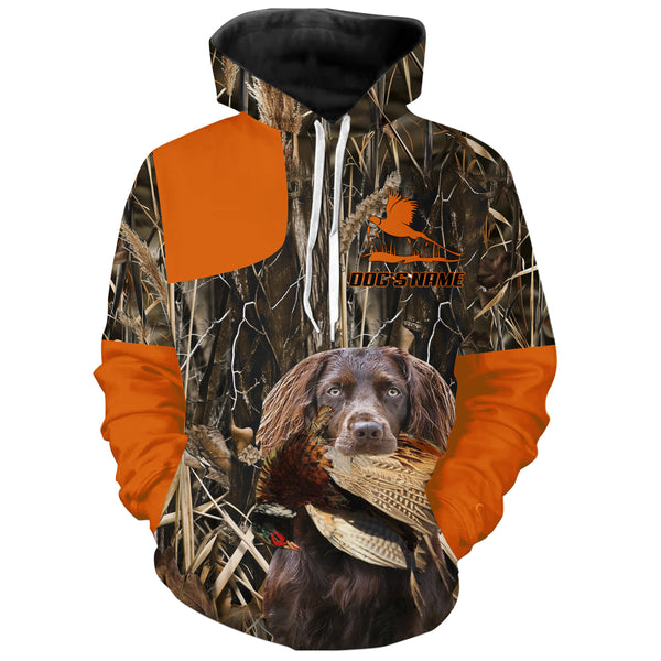 Pheasant Hunting Orange Shirt with Hunting Dogs, Personalized Hunting Clothing FSD4448