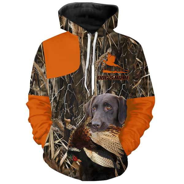 Pheasant Hunting Orange Shirt with Hunting Dogs, Personalized Hunting Clothing FSD4448