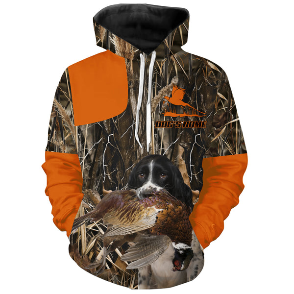 Pheasant Hunting Orange Shirt with Hunting Dogs, Personalized Hunting Clothing FSD4448