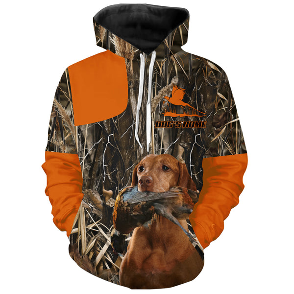 Pheasant Hunting Orange Shirt with Hunting Dogs, Personalized Hunting Clothing FSD4448