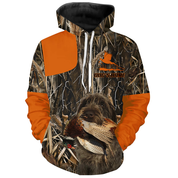 Pheasant Hunting Orange Shirt with Hunting Dogs, Personalized Hunting Clothing FSD4448