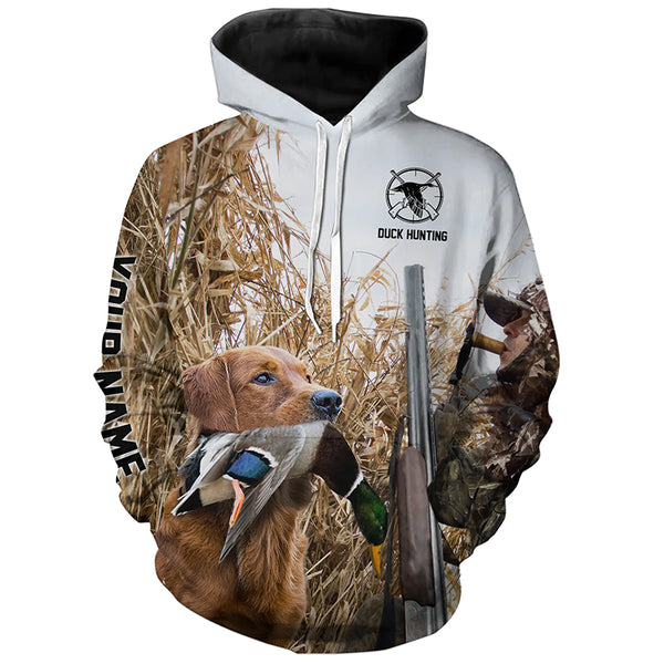 Waterfowl Duck hunting with Dogs Custom Name All over print Shirts, Personalized Duck hunting gifts FSD4016