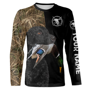 Curly Coated Retriever Duck Pheasant Hunting Dog  Customize name 3D All over print Long Sleeve Shirt FSD4176