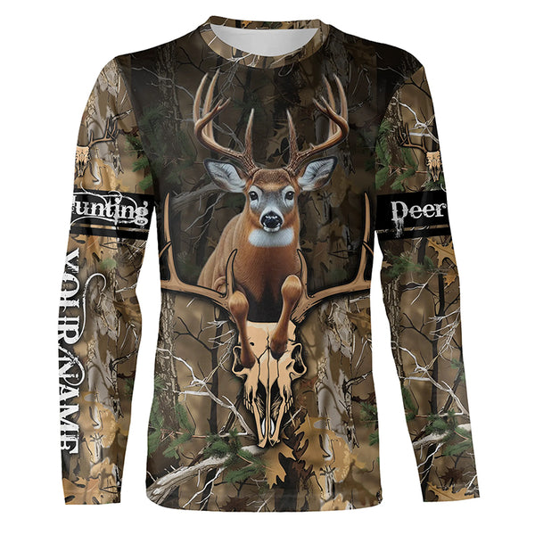 Deer Hunting Big Buck Jumping Camouflage Custom Name all over print Shirts, Deer Hunting Gifts FSD745