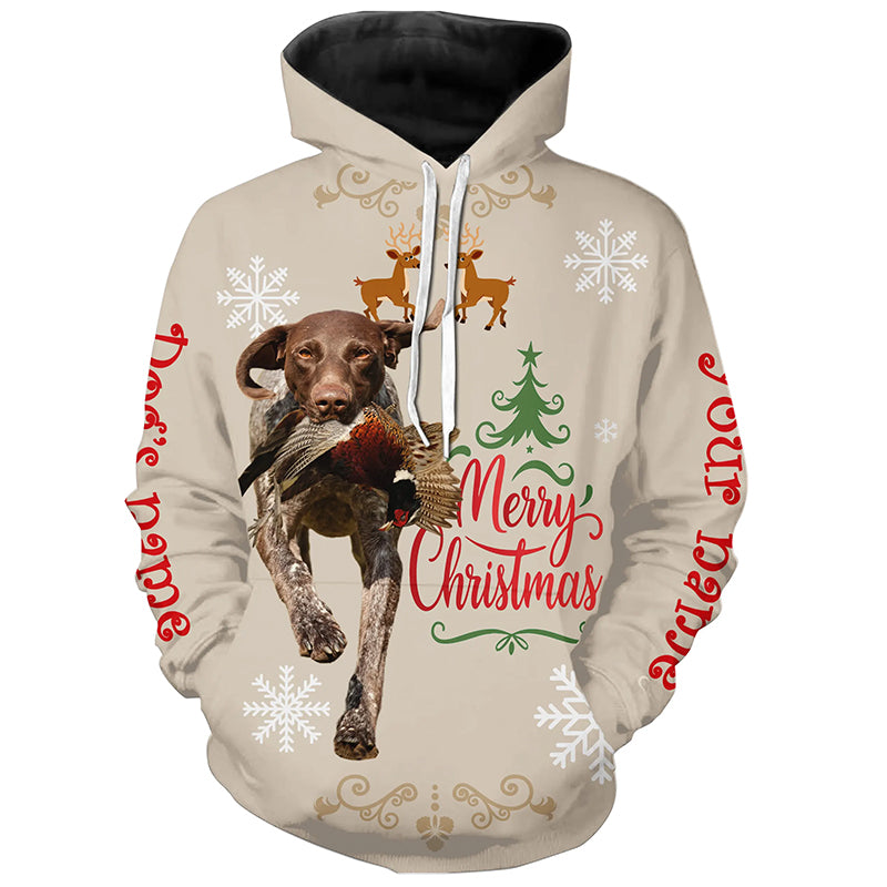 Christmas German Shorthaired Pointer Hunting Dog Custom Name Shirts, Gifts for Hunters FSD4610