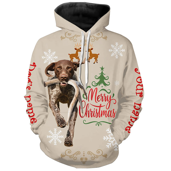 Christmas German Shorthaired Pointer Hunting Dog Custom Name Shirts, Gifts for Hunters FSD4610