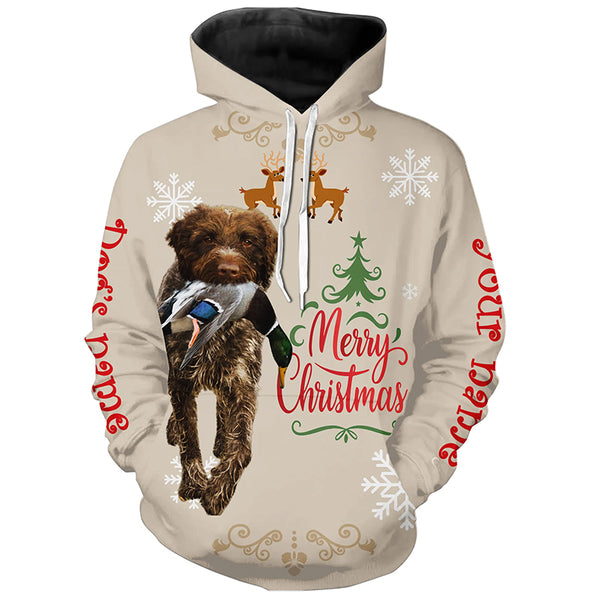 Christmas Wirehaired Pointing Griffon Hunting Dog Custom Name Shirts, Gifts for Hunters FSD4613