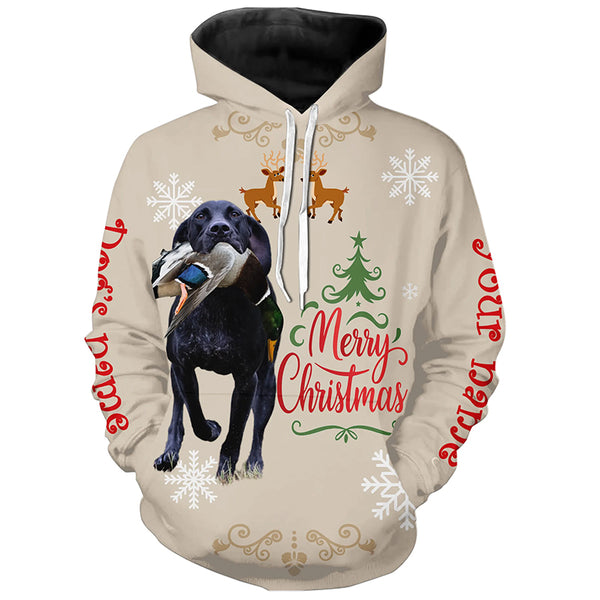 Christmas Black German Shorthaired Pointer Hunting Dog Custom Name Shirts, Gifts for Hunters FSD4618