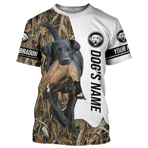 Goose Hunting with Black Labrador Retriever Dog Custom Name Camo Full Printing Shirts, Hoodie - Goose Hunting Gifts FSD2842