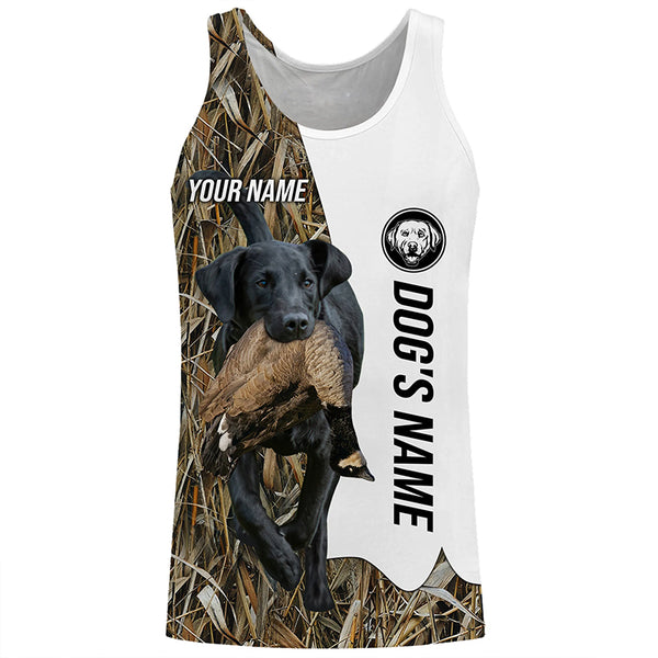 Goose Hunting with Black Labrador Retriever Dog Custom Name Camo Full Printing Shirts, Hoodie - Goose Hunting Gifts FSD2842