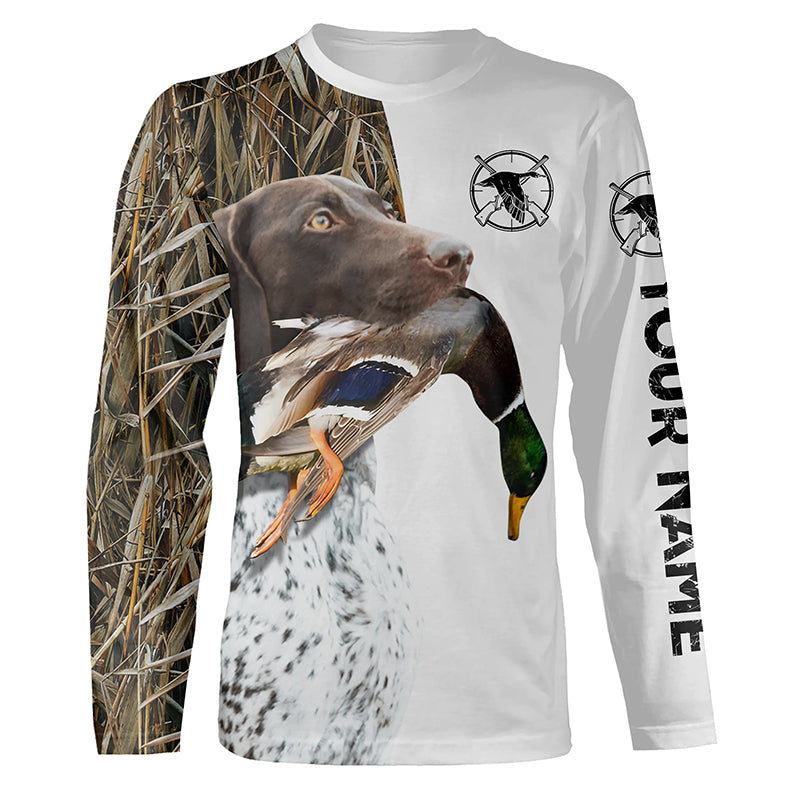 Duck Hunting With Dog GSP German Shorthaired Pointer Customize Name All Over Printed Shirts - Personalized Hunting Gifts  FSD2212