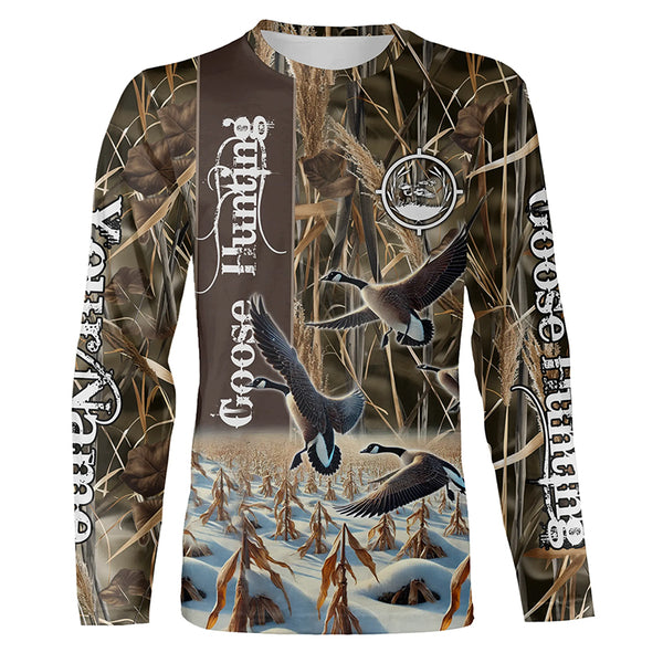 Goose Hunting Waterfowl Camo custom Name Shirts, Goose hunting shirt, gift for Hunter FSD186