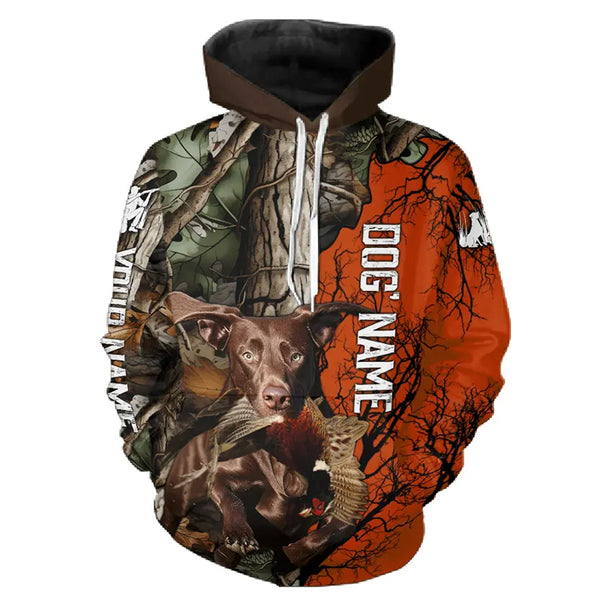 Solid Liver GSP Pheasant hunting Camouflage customized Name Shirts for Men FSD4764