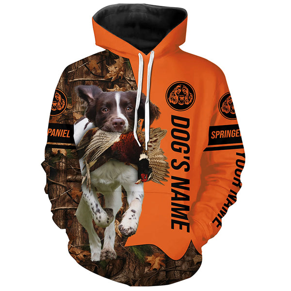 Pheasant Hunting with Dog English Springer Spaniel Customize Name Shirts for Bird Hunter FSD4038