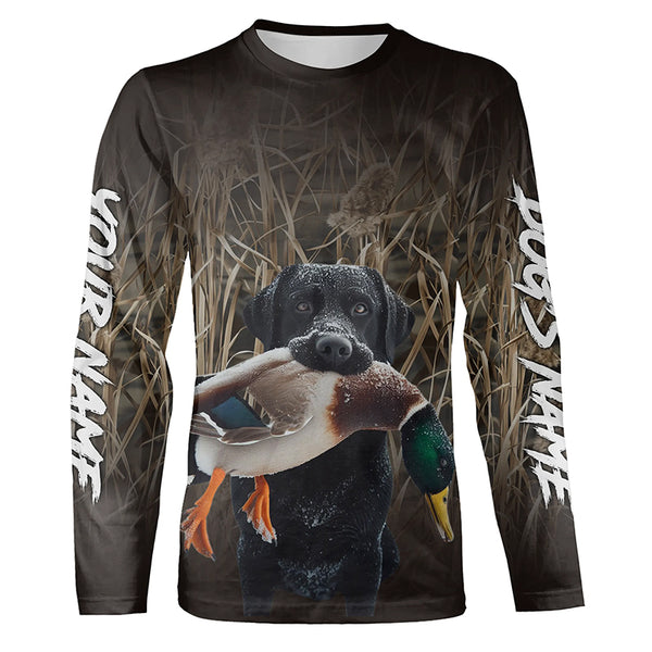 Duck Hunting Waterfowl Camo Black Labrador Retriever Dog Shirts, Personalized Duck Hunting clothes FSD4534