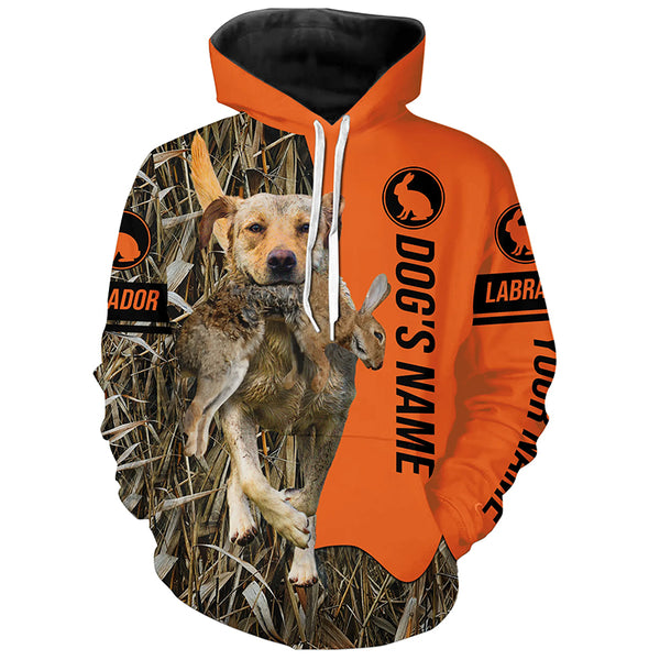 Rabbit Hunting with Dogs Yellow Labrador Retriever Customize Name Shirts, Rabbit hunting gift FSD3597