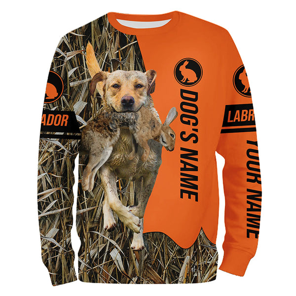 Rabbit Hunting with Dogs Yellow Labrador Retriever Customize Name Shirts, Rabbit hunting gift FSD3597