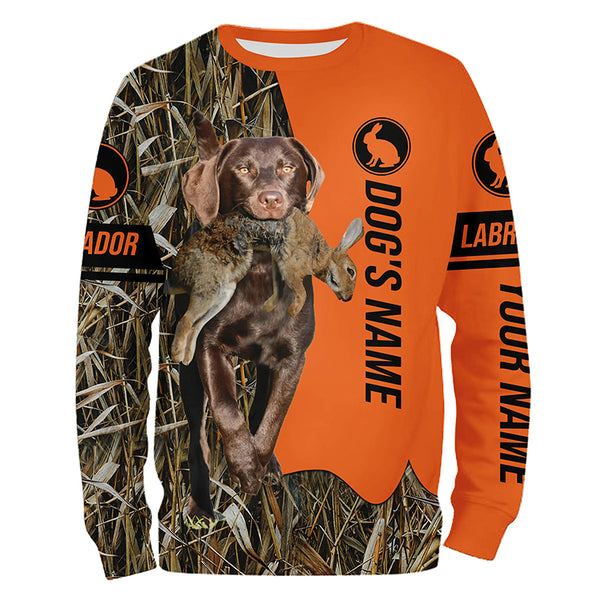 Rabbit Hunting with Dogs Chocolate Labrador Retriever Customize Name Shirts, Rabbit hunting gift FSD3598