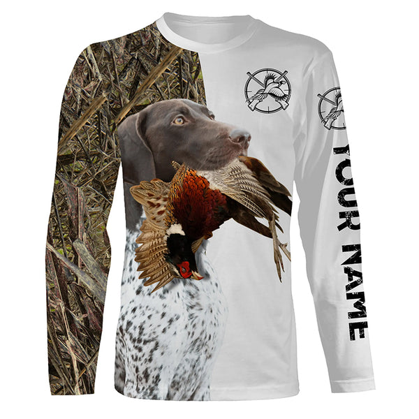 Pheasant Hunting With Dog GSP German Shorthaired Pointer Custom Name All Over Printed Shirts - Personalized Hunting Gift FSD1911