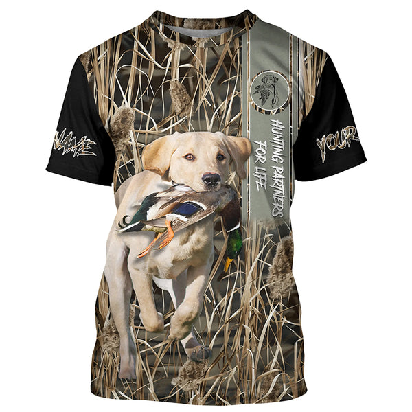 Hunting Dog Yellow Labs Duck Hunting waterfowl camo Custom Name All Over Print Shirts, Duck Hunting Gifts FSD4537