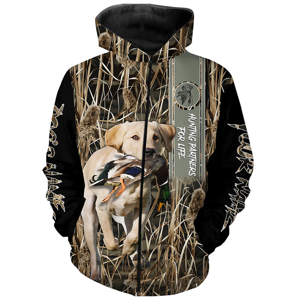 Hunting Dog Yellow Labs Duck Hunting waterfowl camo Custom Name All Over Print Shirts, Duck Hunting Gifts FSD4537