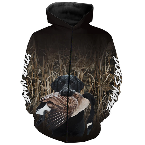 Canada Geese Hunting Waterfowl Camo Black Labrador Retriever Dog Shirts, Personalized Hunting clothes FSD4644